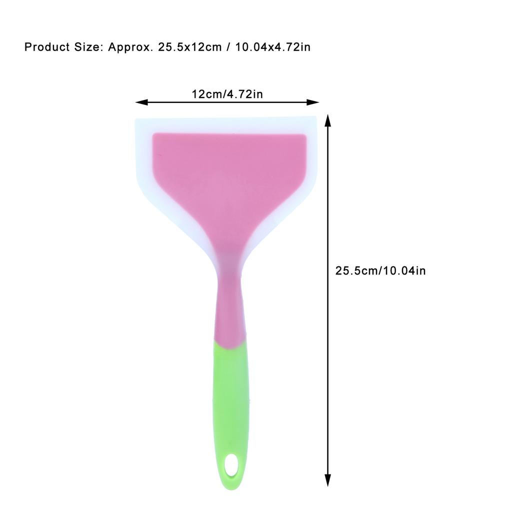 Silicone Spatula NonStick NonSlip Silicone Cooking Spatula for Tamagoyaki Pizza Steak(Pink Green Handle )