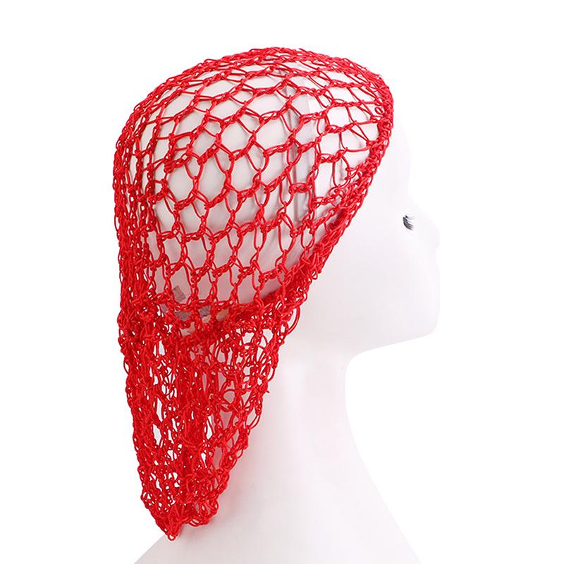 

Женская crochet сетка для волос с эластичным краем, длинная сетчатая шапочка для сна, тюрбан, головной убор, сетки для волос красный