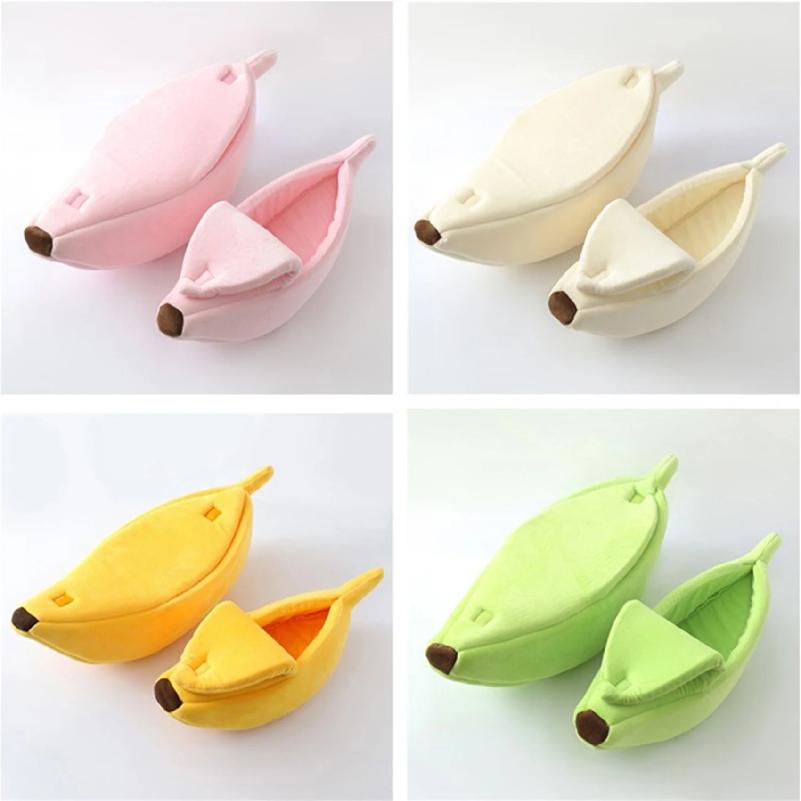 Banana Shaped Deep Sleep Pet Nest Warm Winter Cat Bed Indoor Soft Small Dog Cat Sleeping House Furniture