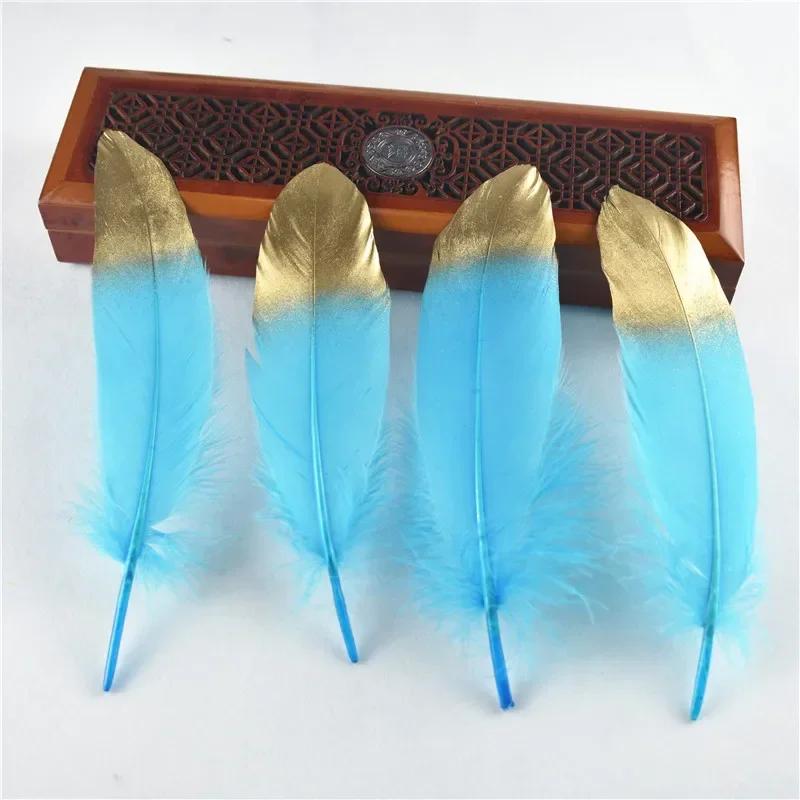 10Pcs Colored Gold Silver Goose Feathers For Crafts Golden Geese Feather Decor Hats Carnaval Assesoires Dream Catcher Decoration