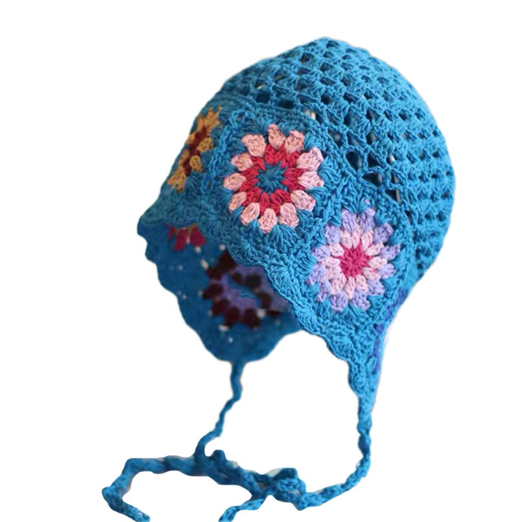 Adult Knitted Crochet Flower Hat Cute Students Outdoor Cycling Hiking Hat Lovely Hot Summer Hollow Out Hat for Couple