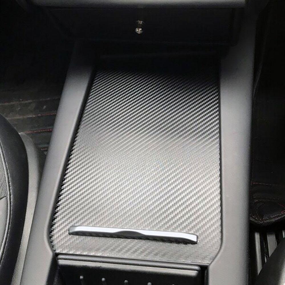 Carbon Fiber Style Center Console Armrest Box Sticker Cover For Tesla Model S X