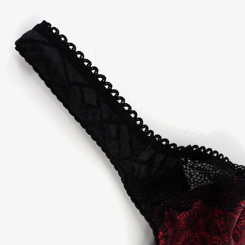 Women Plus Size Floral Print Bra With Wired Sexy Lace Breathable Underwear Full Cup 85C-110D
