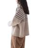 Autumn/Winter 2025 Women's 100% Wool Retro Color Block Jacquard Round Neck Buttoned Casual Loose Knit Cardigan