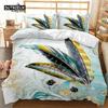 Feather Bedding Set Bohemia Style Abstract Geometric Print Duvet Cover Set Microfiber Comforter Cover King Queen For Kids Adults