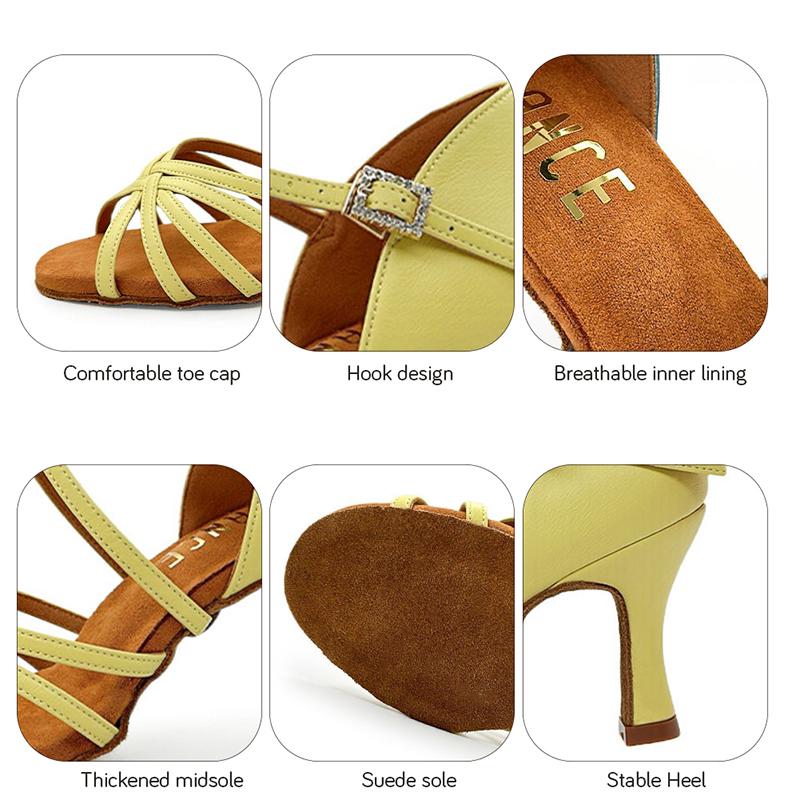Modne Damskie Buty do Tańca Towarzyskiego Balowego Latin Tango Walc Cha Cha PU Obcas Wysoki 8CM
