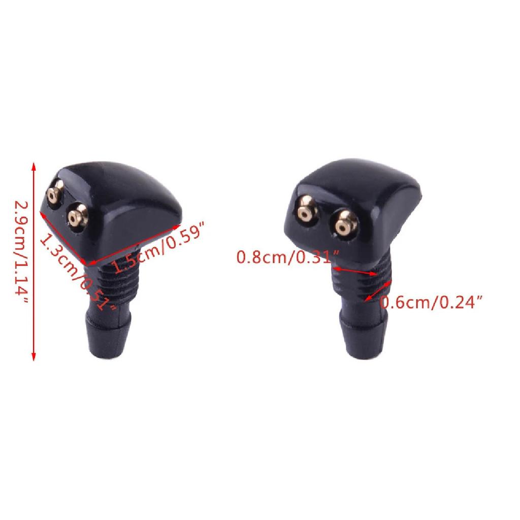 2pcs Universal Car Front Left Right Dual Holes Windshield Wiper Washer Water Spray Nozzle Jet Adjustable Black