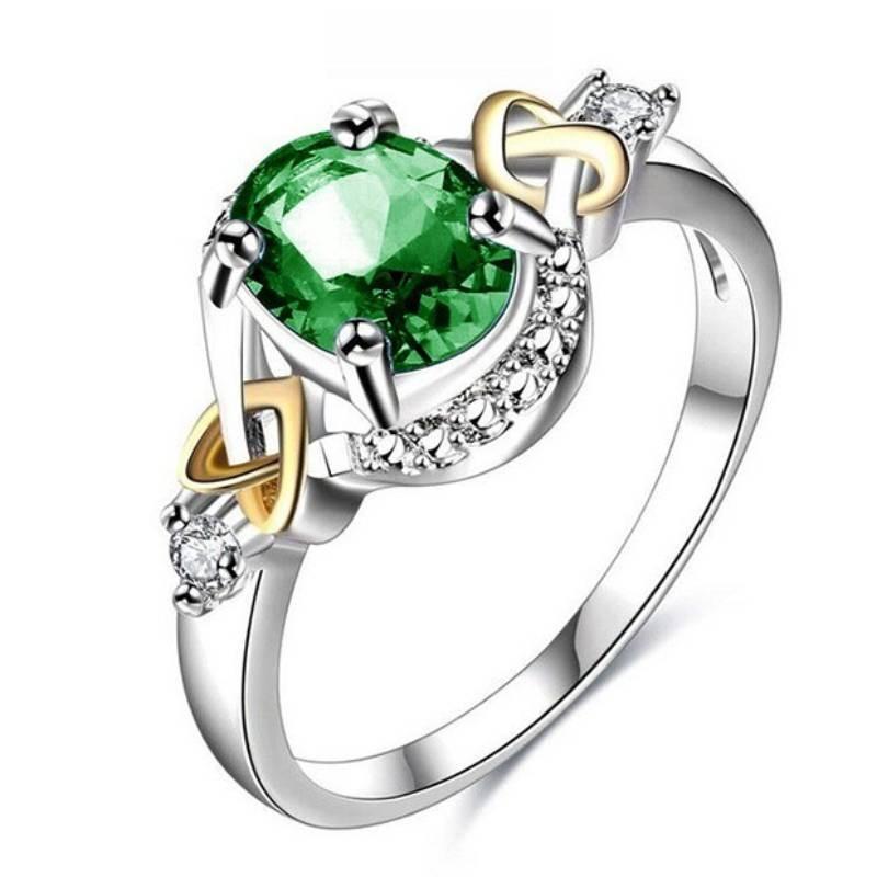 Copper Encrusted Zircon Ellipsoid Ring Hand Jewelry Woman Fashion Simple Gift