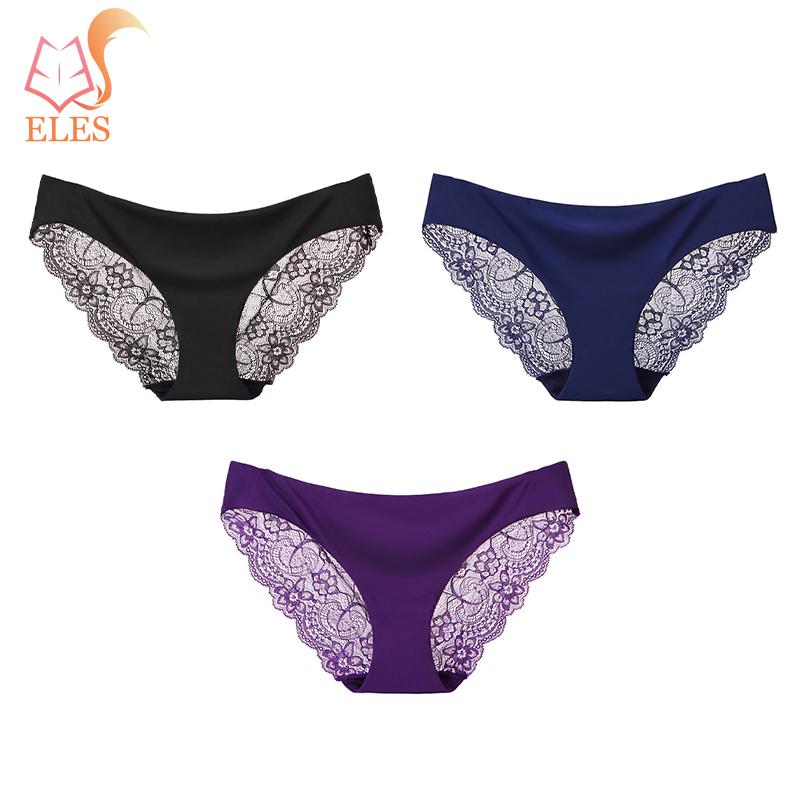 3PCS Women's Sexy Lace Panties Seamless Cotton Crotch Breathable Low-Rise Lingerie Underwear Comfortable Underpants