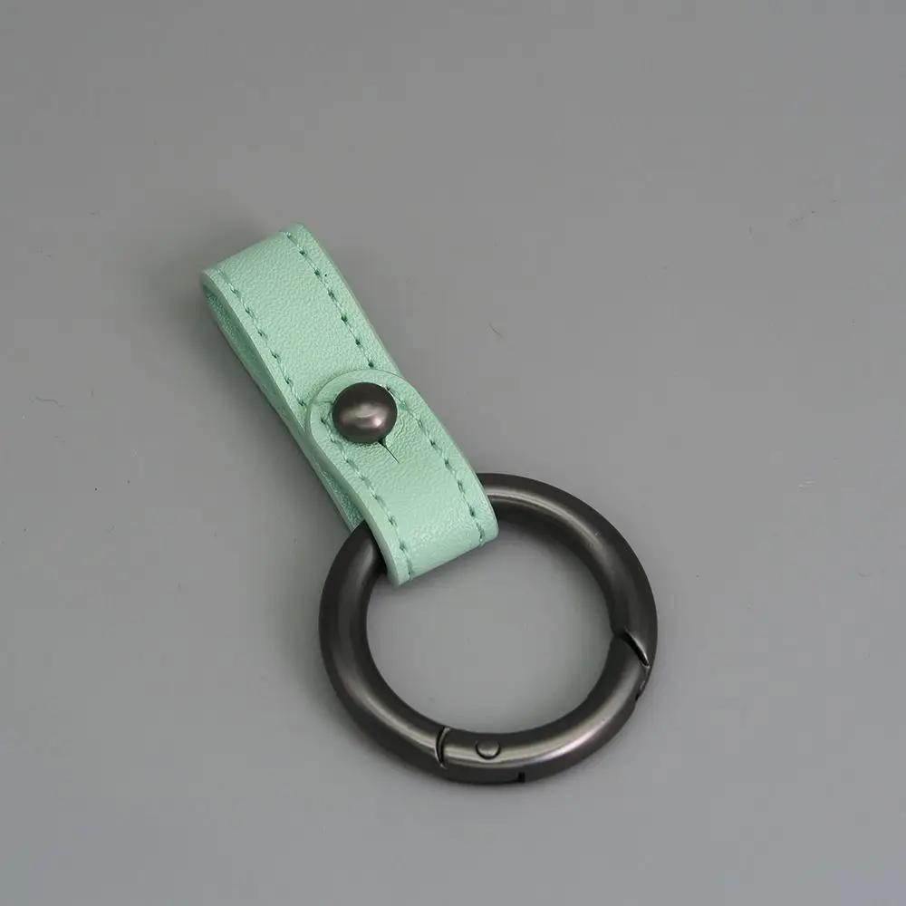 

PU Leather Key Rings Zinc Alloy Ring Super Lightweight Cowhide Keychain Multi-purpose Man Car Keychain Outdoor Tool зелений