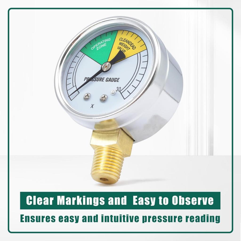 2Inch Pressure Fryer Gauge 0-30PSI Easy Installation Pressure Gauge Pressure Cooker Repair Part Stainless Steel Texture