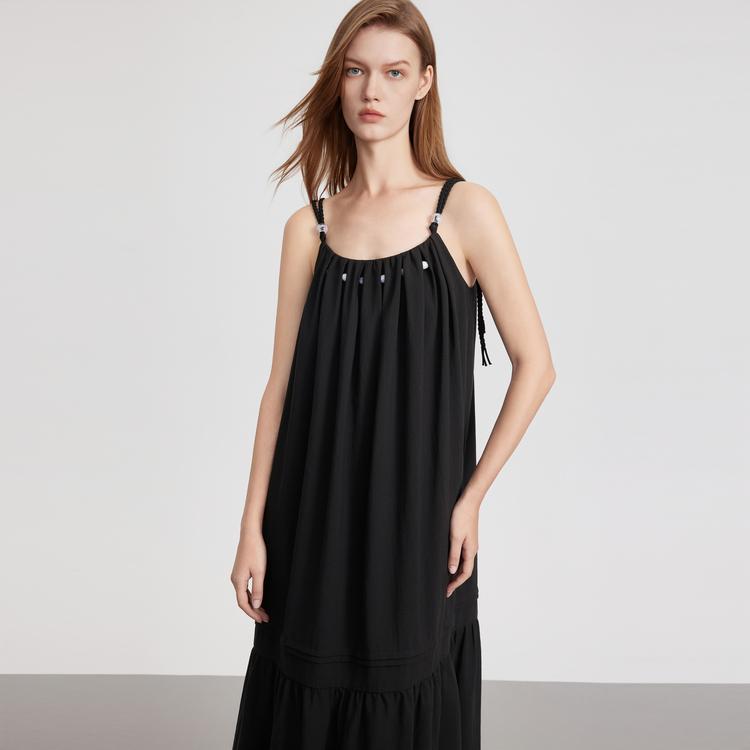 ELLE French Linen Vacation Slip Dress Women Dresses EL51455