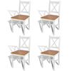 4 Pcs Dining Chair In White and Natural Wood 241513