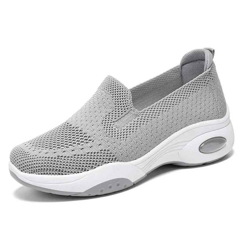 Mode Damen Lässig Flach Atmungsaktiv Gestrickte Sneaker Frühling Herbst Sport Tennisschuhe Frau Mode Slip-on Weiche Sohle Walking Schuhe