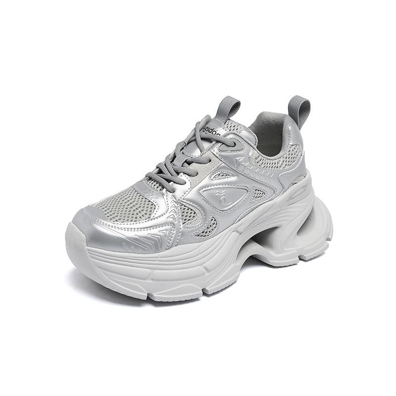 Augustine platform dad shoes women's 2025 new summer retro silver casual sports shoes lightweight running shoes