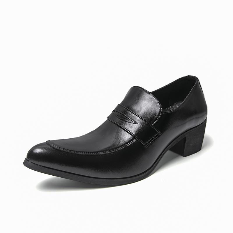 

Men Height Increasing Loafers Formal Leather Shoes Wedding Business Casual Party Elevator Dress Shoes Comfortable Office Heeled 38 чёрный