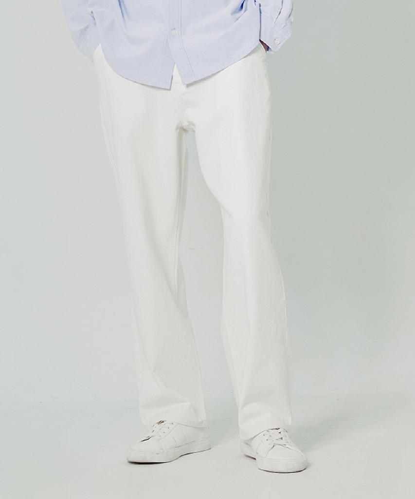 ADHOC Men'S Cotton Twill Wide Fit Pants (O-White) (Hz3Lp15_33)
