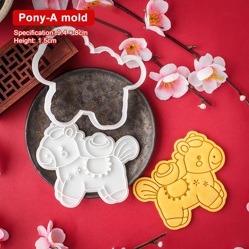 2026 Year Of The Horse Cookie Cutter Plastic Horse Mold For Fondant Biscuits Easy Release Design Diy Cookie Stamp Bakery Tools