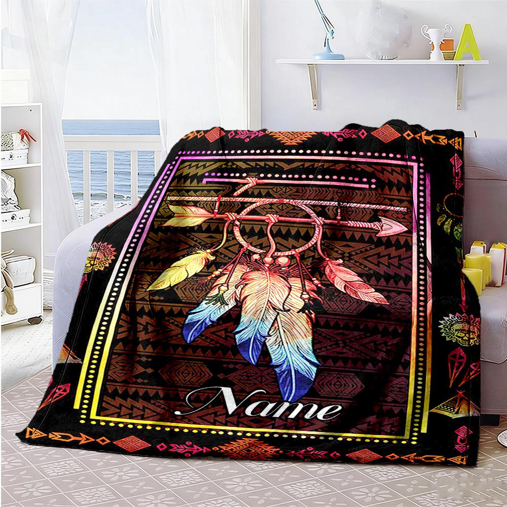 Dream Catcher Customize Text Blanket Throw Personalized Blanket Soft Warm Cozy Throw For Sofa Chair Bed Home Decor for All Occasions