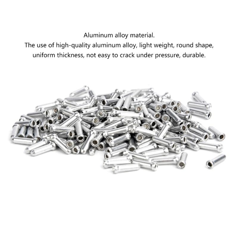 100 Pcs Bike Cable End Caps Aluminum Alloy Cable End Crimps Brake Cable End Tip