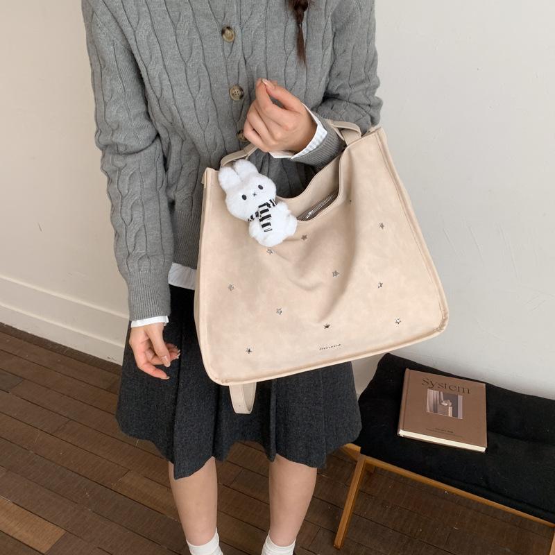 

New Fashi Korean Style Large Capacity Backpack Comfortable and Versatile Shoulder Bag for Women Spring College Commuter Tote абрикосовый