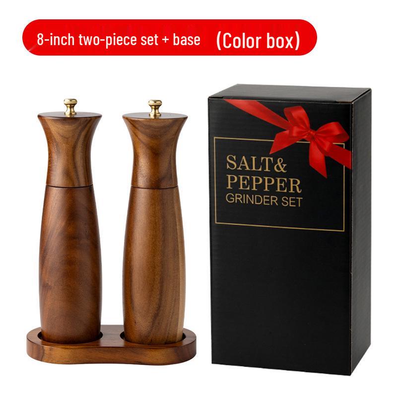 Acacia Wood Pepper and Sea Salt Grinder for Steaks and Western Cuisine