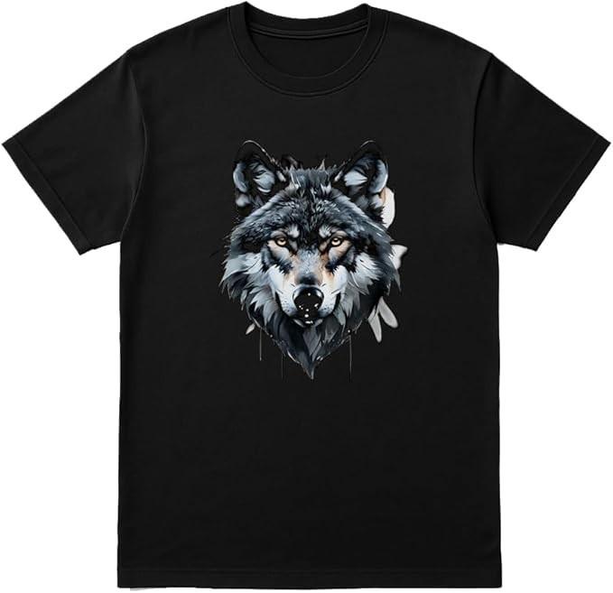 Wolf Head T-Shirt Fierce Realistic Wild Art Unisex Black Tee for Men & Women