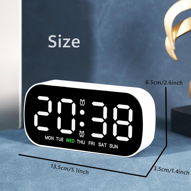 Digital Alarm Clock USB Powered Temperature Date Week Dual Alarm Night Mode Snooze Clock 5 Levels of Brightness 12/24H LED Clock