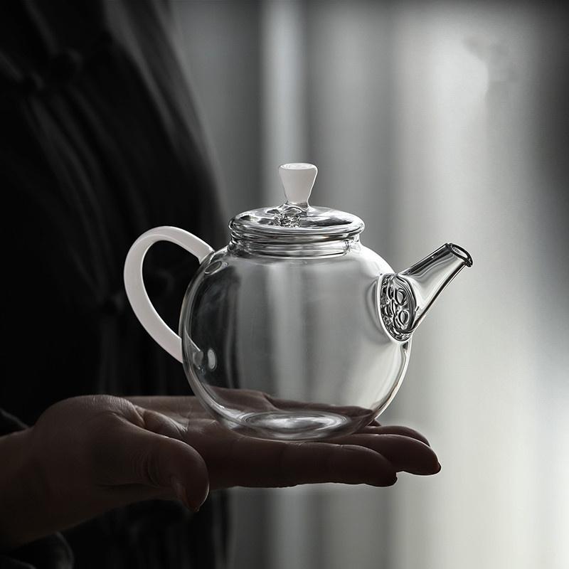 One Person Heat Resistant Glass Teapot 230ml Flower Puer Tea Maker Chinese Kung Fu Tea Pots With Filter Hole Teaware