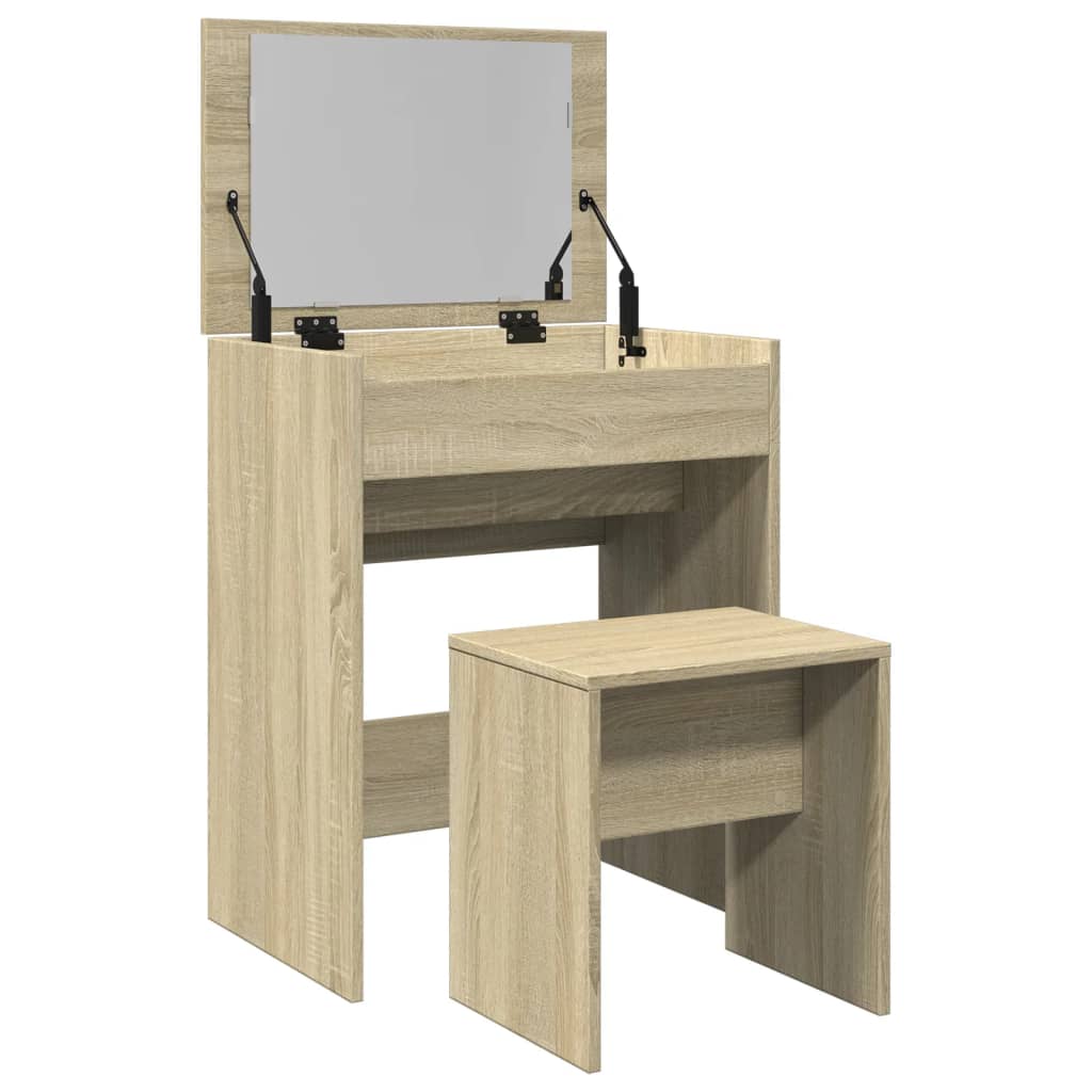 Makeup Table with Stool Sonoma Oak 60 x 40 x 113.5 cm