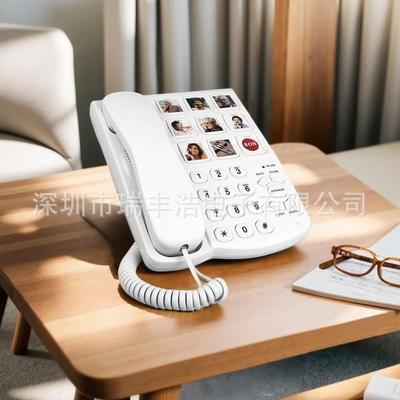 Yaşlılar için Tek Tuşla Arama Kablolu Telefon, Büyük Ses Düğmeleri ve Eller Serbest Özelliği