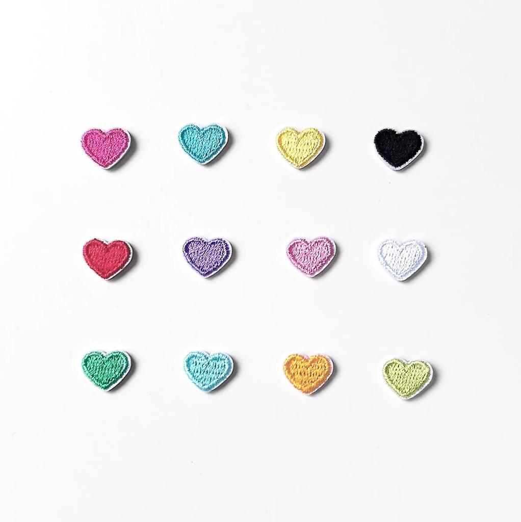 12-Color Mini Heart Embroidery Iron-on Patches for DIY Decoration and Repair