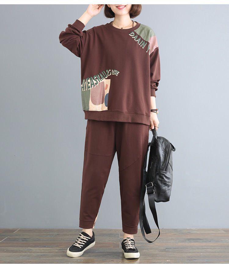 Plus Size Women's Two-Piece Suit - Autumn Loose Fit for Comfort and Style, Perfect for Covering Belly Fat
