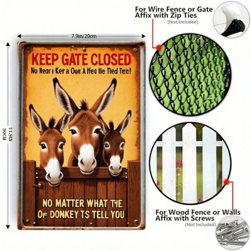 Metal Wall Art Vintage Donkey Poster for Kitchen Decor