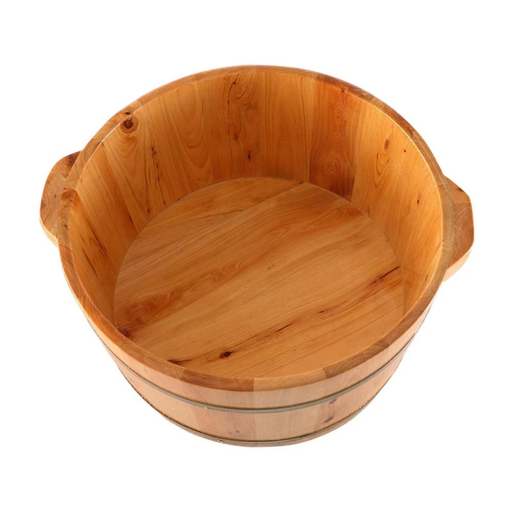 Anti-Leak Wooden Foot Tub Thickened Double Handle Bucket for Soaking Feet Deep Thermal Foot Soaking Spa Bucket