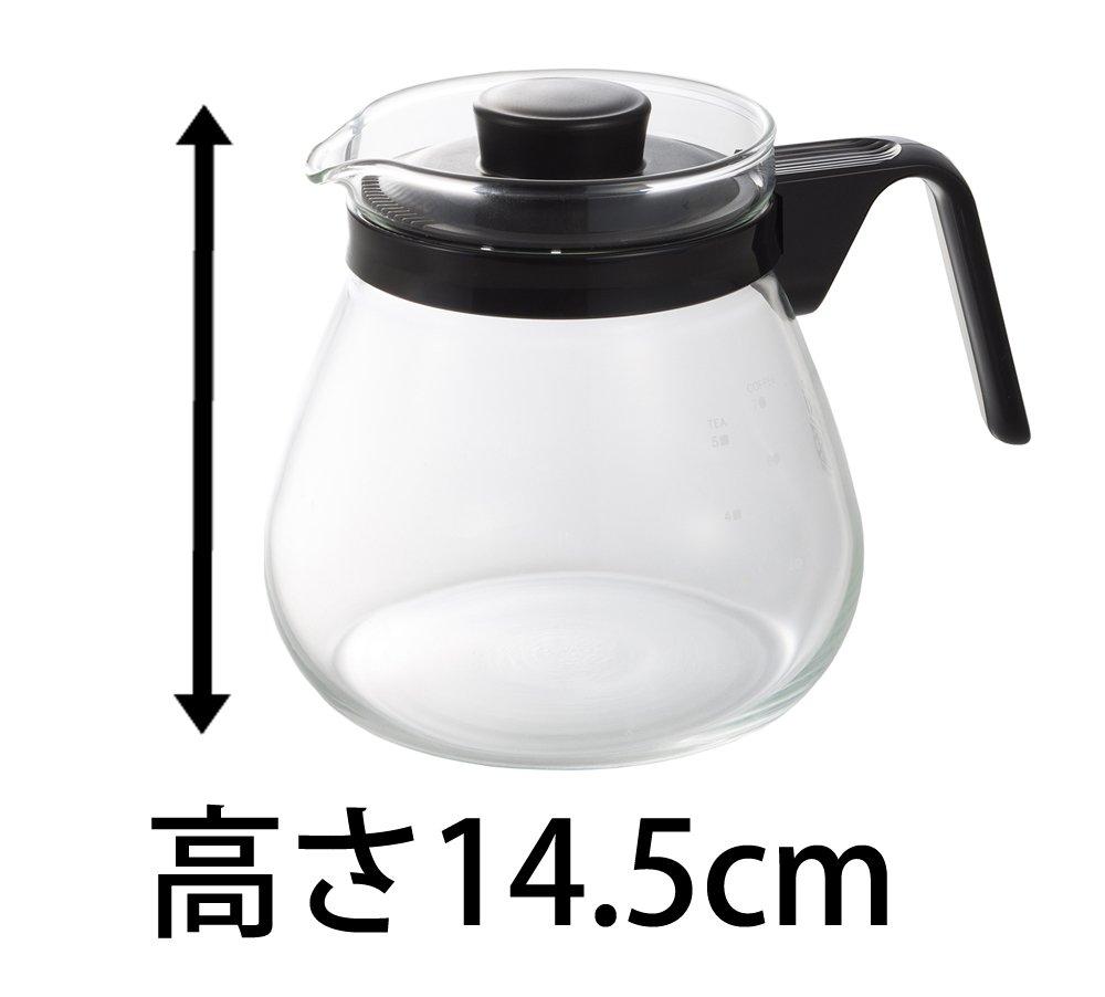 Iwaki Heat-Resistant Glass Coffee Pot, 1000ml, Black, 1L, KT7966-BK3