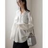 Gratante Genuine Cowhide Leather 2-Way Cube Bag, Handbag, Women's Commuter Bag (Silver)