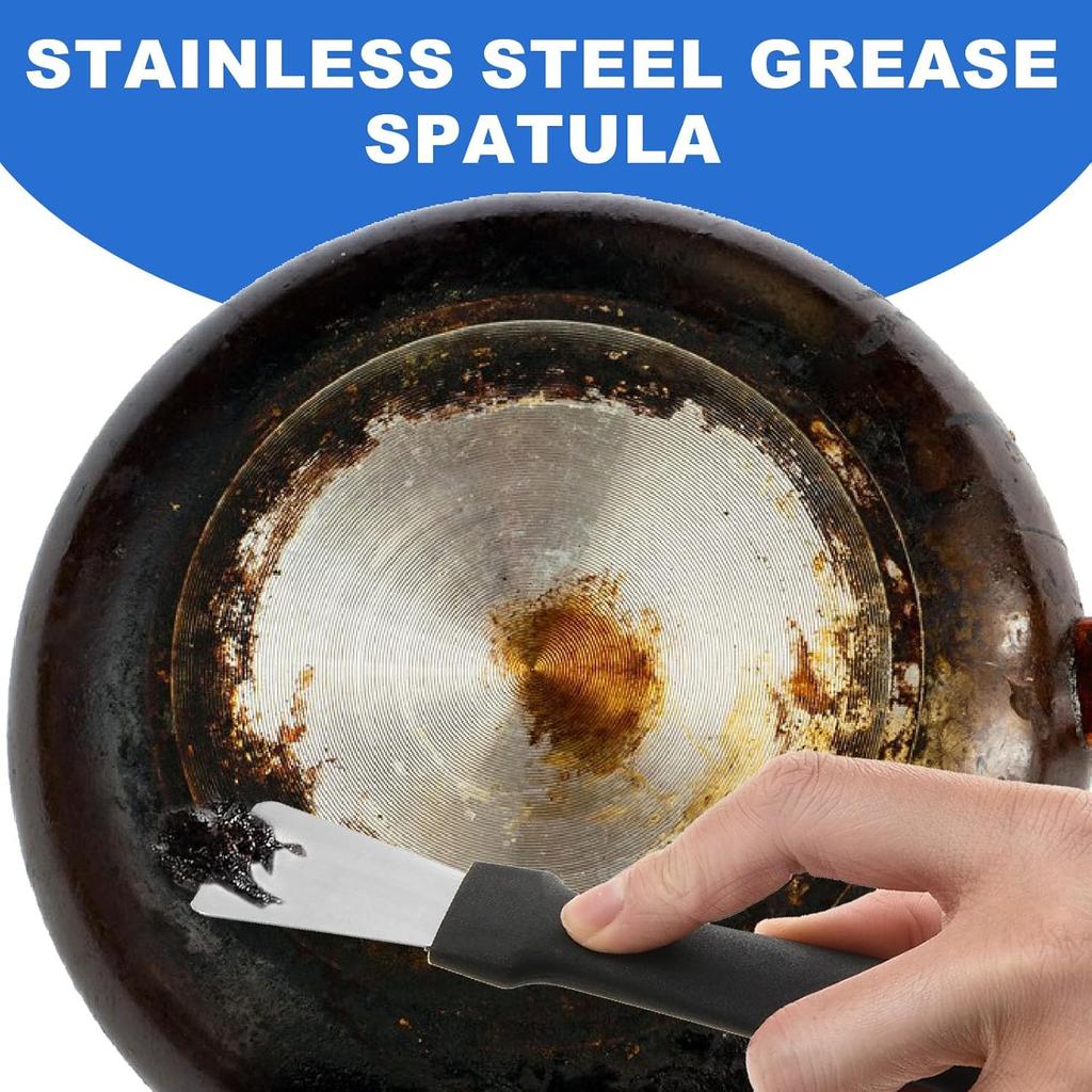 2Pcs Cleaning Scrapers, Scrapers for Ovens Stoves Induction Hob Freezer Stainless Steel Scraper Corner Seam Cleaning Tools Putty Scraper with Plastic