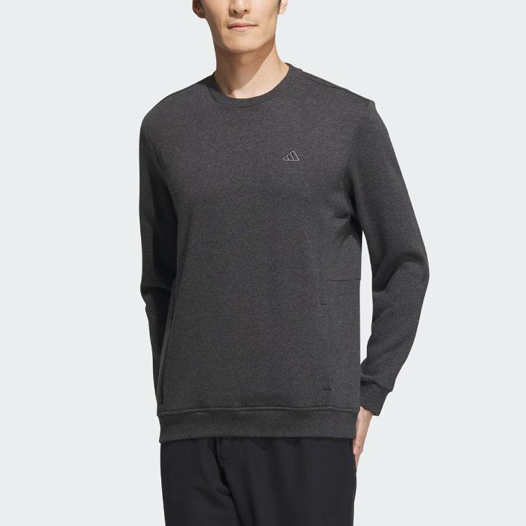 Adidas Go-To Crewneck Sweatshirt Solid Logo Golf Long Sleeve Sweatshirt Men Sweatshirt Metallic-Black IA2609