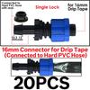 16mm 5/8" Drip Irrigation Tape Shut-Off Valve End Plug Connector Thread Lock Garden Watering System Greenyhouse to PVC Hard Pipe