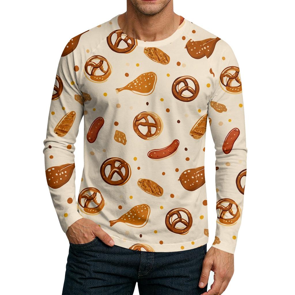 Men's Round Neck Plunger Long Sleeve T-Shirt Top