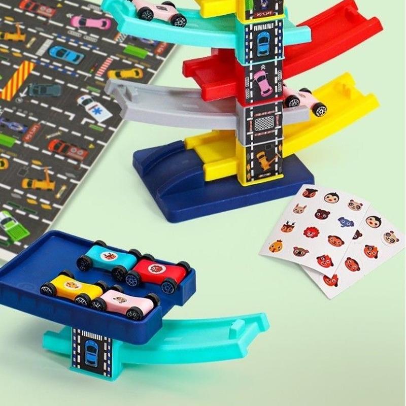 Children's Games Gliding Track Car 4 to 6 Years Inertia Toy Multi Layer Cartoon Puzzle Slide Car Roller Coaster Racing Playthings