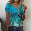 Meeres tier Grafik T-Shirt Damen Sommer Meeresstrand T-Shirts Y2k Oberteile Frau V-Ausschnitt T-Shirts Kurzarm Übergroß Herren Kinder Kleidung