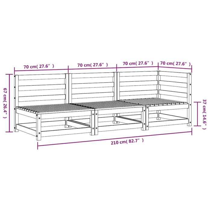 VidaXL Canapé de Jardin 3 Places, Siège avec Dossier, Meuble de Terrasse Patio Balcon Arrière-cour Extérieur, Blanc Bois de 837950