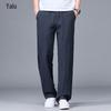 Pantalones Casuales de Pierna Recta para Hombre de Tencel y Lino