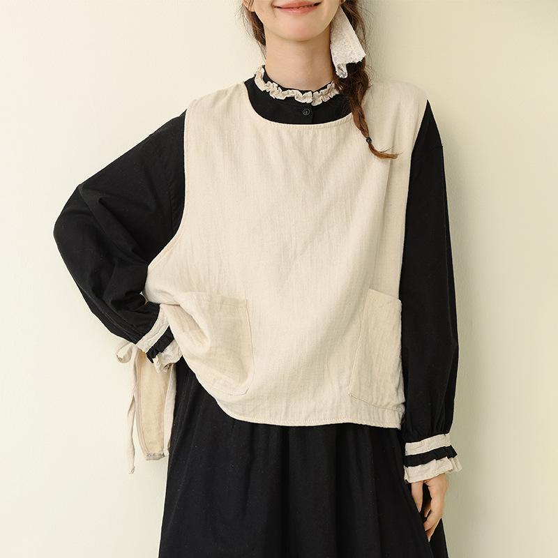 

Autumn Retro Cotton Linen Sleeveless Mandarin Jacket One Size