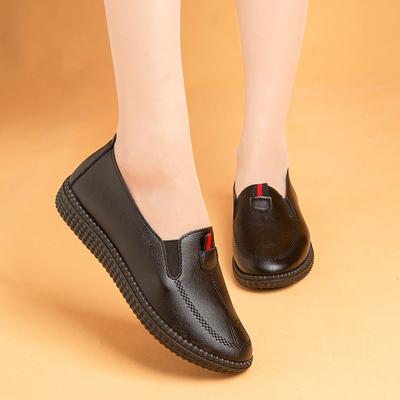 Mom Shoes Soft Sole Soft Surface Small Leather Shoes New Casual One-pedal Flat Shoes Comfortable Middle-aged and Elderly Mother Casual Shoes