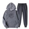Simple Design Men's Letter Pattern Printed Hoodie Set Pure Cotton Comfortable Loose Casual Pocket Hoodie+Sweatpants