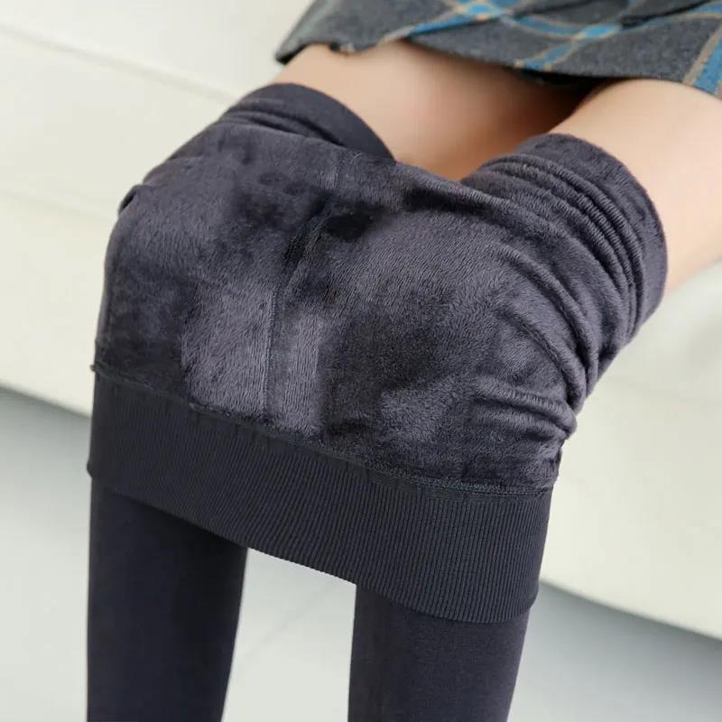 Damen Winter-Leggings mit hohem Bund aus Perlsamt, gefüttert, Übergröße, mit Steg, pillingfrei, für Outdoor-Bekleidung.