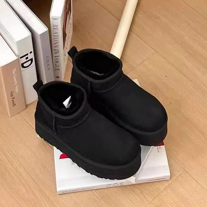 New Womens Snow Boots Casual Slip-on Botas Mujer Plush Warm Home Cotton Shoes Classic Winter Thick-soled Women's Ankle Boot